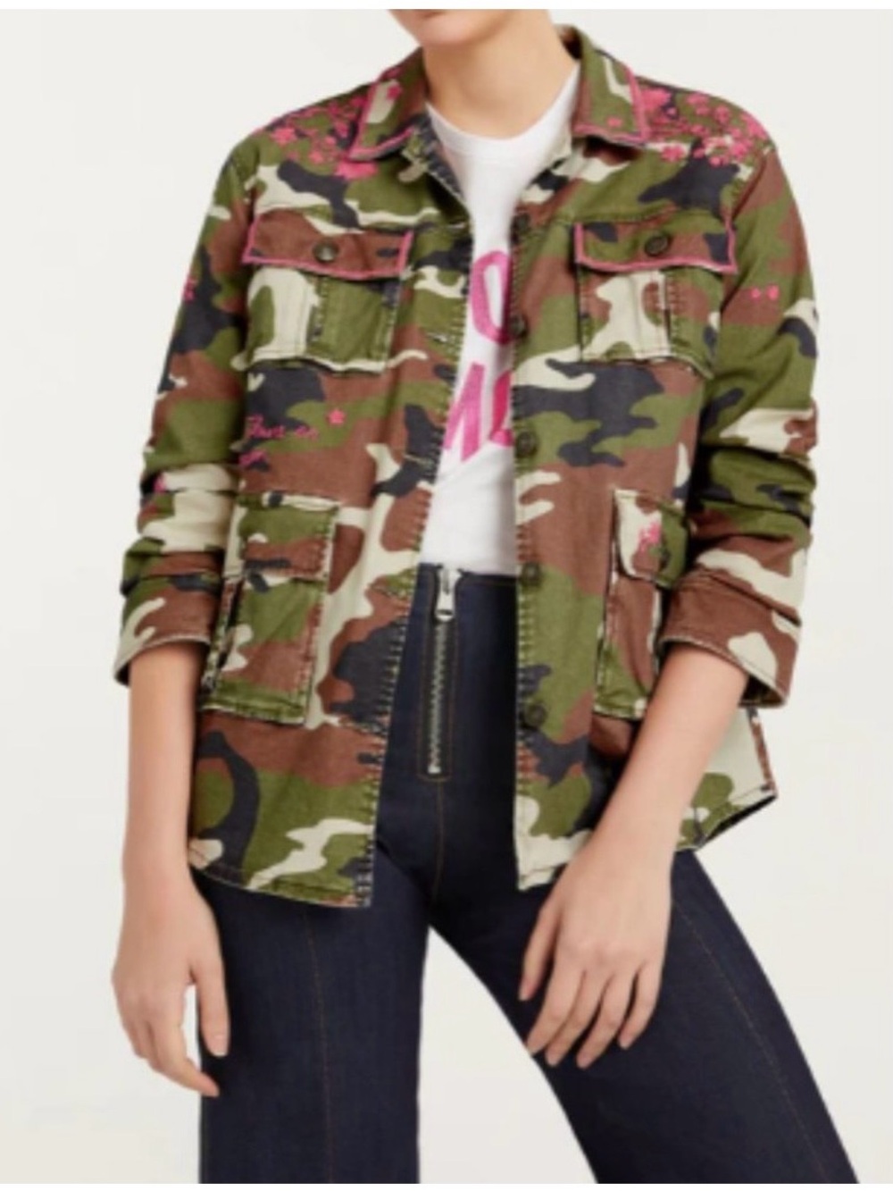 NWOT Cinq A Sept Vera Camo-print Floral Vine Jacket In Classic Multi